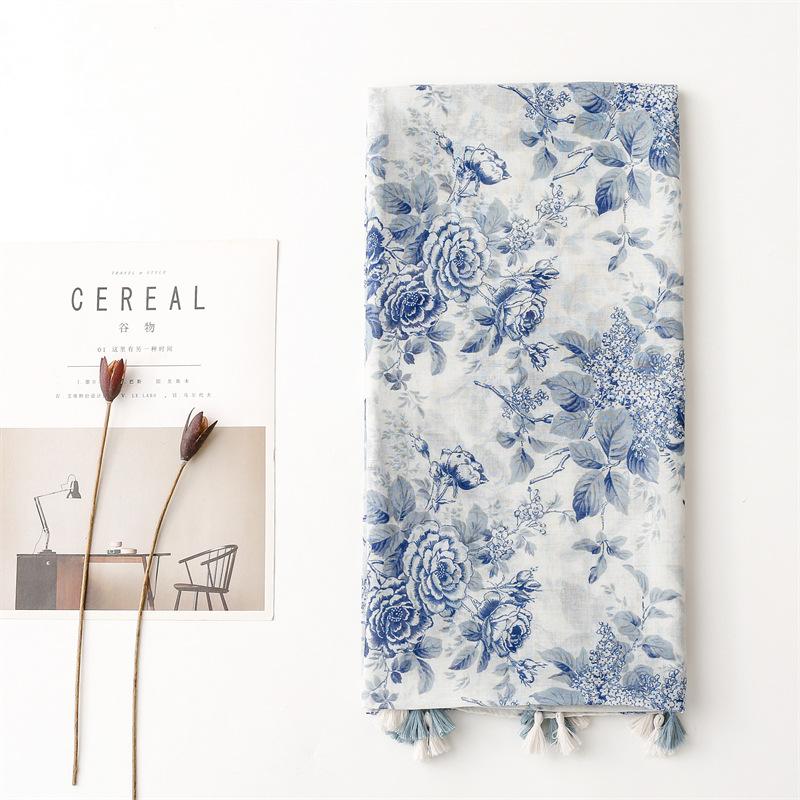 Elegant Blue & Black Paisley Print Women'S Travel Scarf - Lightweight, Breathable Polyester Shawl for Beach, Outings & Sun Protection Spring/Summer