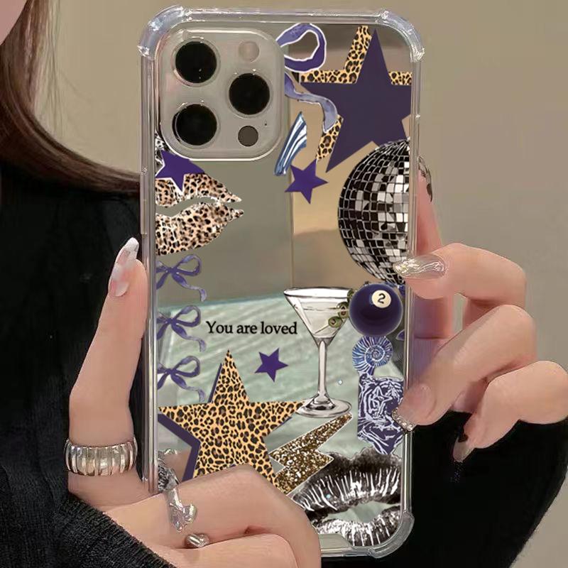 Rotating Lanterns Bowknot Pattern Mirror Acrylic Phone Case For iPhone 16 15 14 13 12 11 Pro Max X XR 7 8 Plus Shockproof Cover