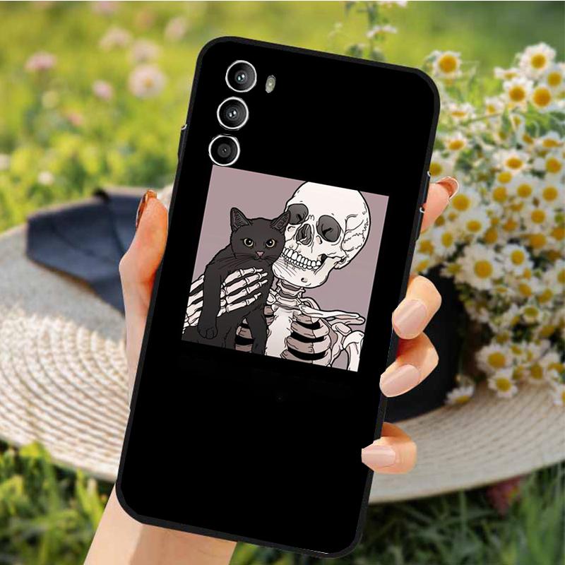 Skeleton Cat Phone Case For Motorola Edge 50 40 Pro 50 40 30 Ultra Neo Fusion Moto G84 G54 G85 G62 G53 G72 Funda