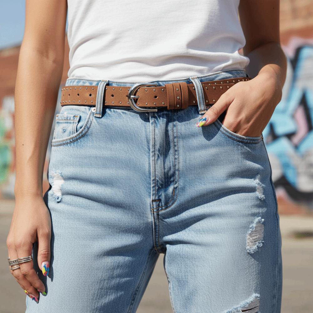 Black Suede Rivet Belt Metal Y2K Belt Fashion Pin Buckle Waistband  Female