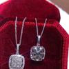 Exquisite Square Shaped Pendant Necklace with Dazzling CZ Fashion Wedding Neck Accessories Silver Color Jewelry for Women