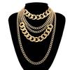Stylish Punk Women Multi-layer Curb Chain Statement Necklace Rock Hip-hop Jewelry Gift Jewelry Decor
