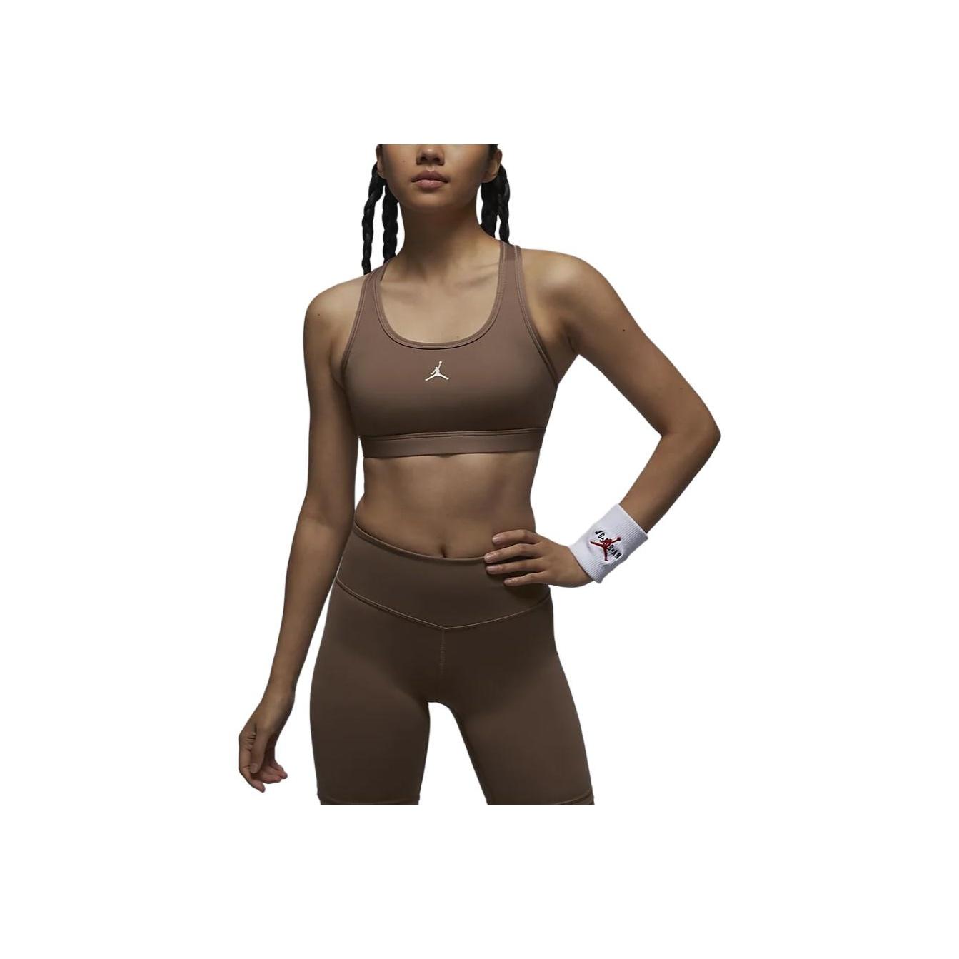 

Jordan Спортивный бюстгальтер Jumpman средней интенсивности, удобная посадка, быстросохнущий, с подкладками, женское нижнее белье, темно-коричневый, белый FB6873-223 S