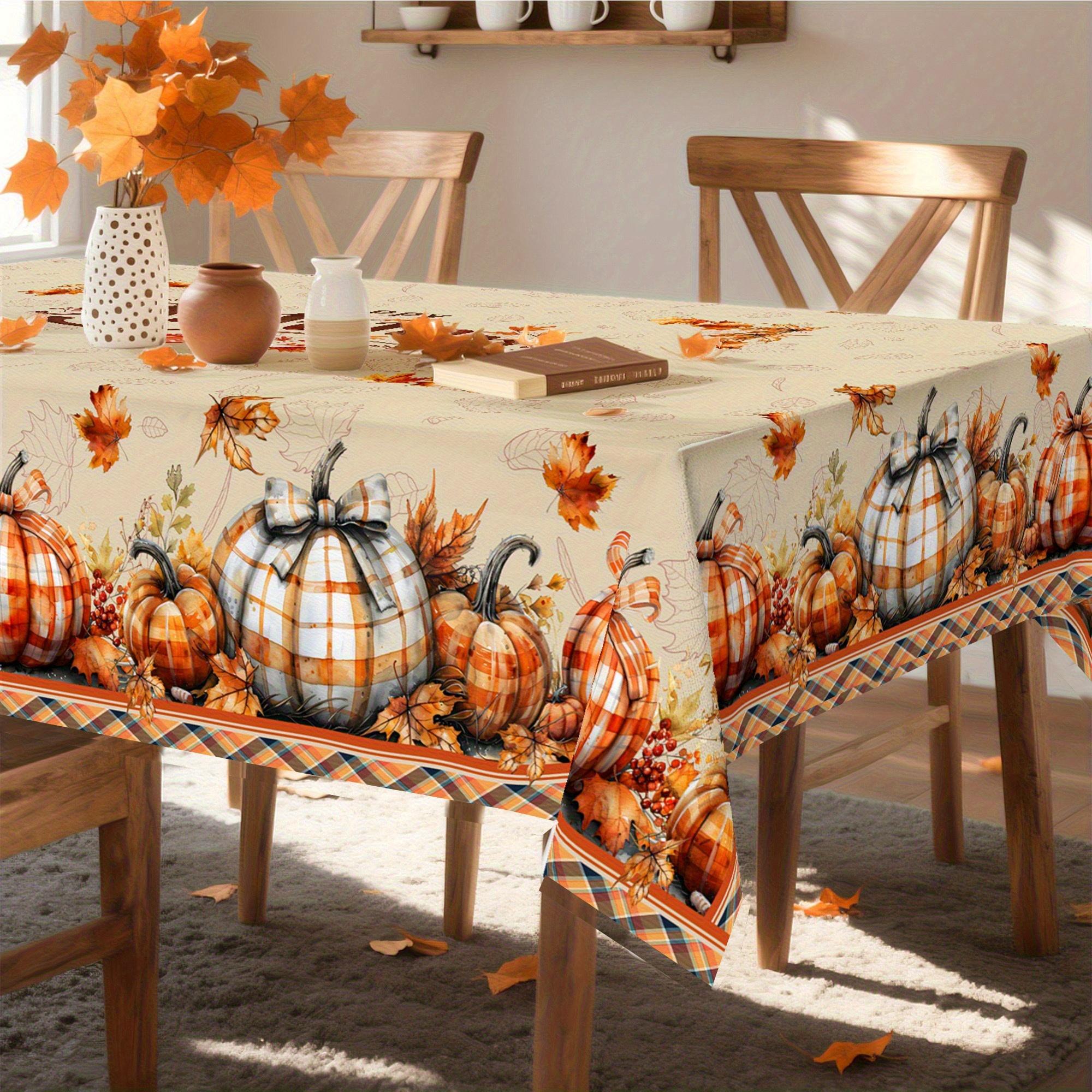 Rechthoekige Tafelkleed met Thanksgiving Thema voor Tafeldecoratie Keuken Eetkamer Waterdicht Herbruikbaar Tafelkleed voor Tafels Feestelijke Gelegenheid 140x140cm