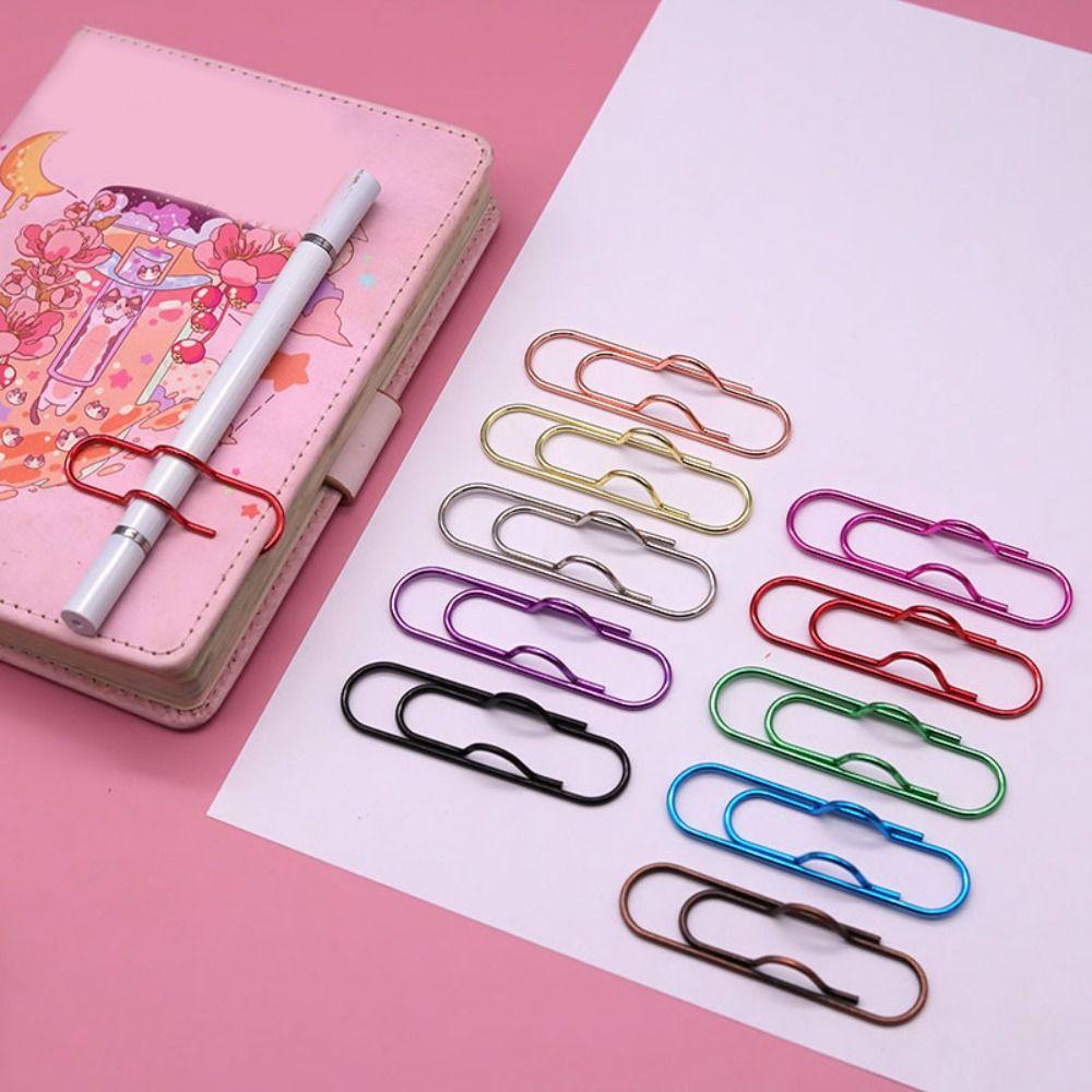 10pcs Colorful Pen Holder Paper Fix Clips Bookmarks Stationery Paper Clips  Notebook