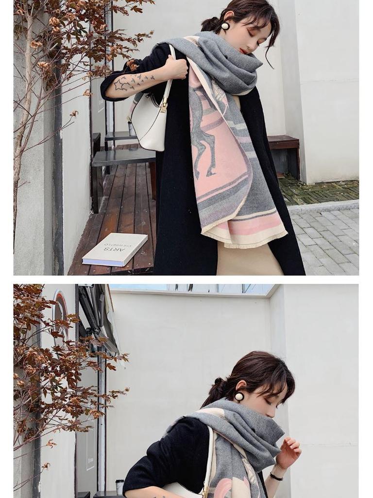 Women's Imitation Cashmere Scarf: Versatile Autumn/Winter Warm Double-Sided Wool Snood and High-End Dual-Use Shawl