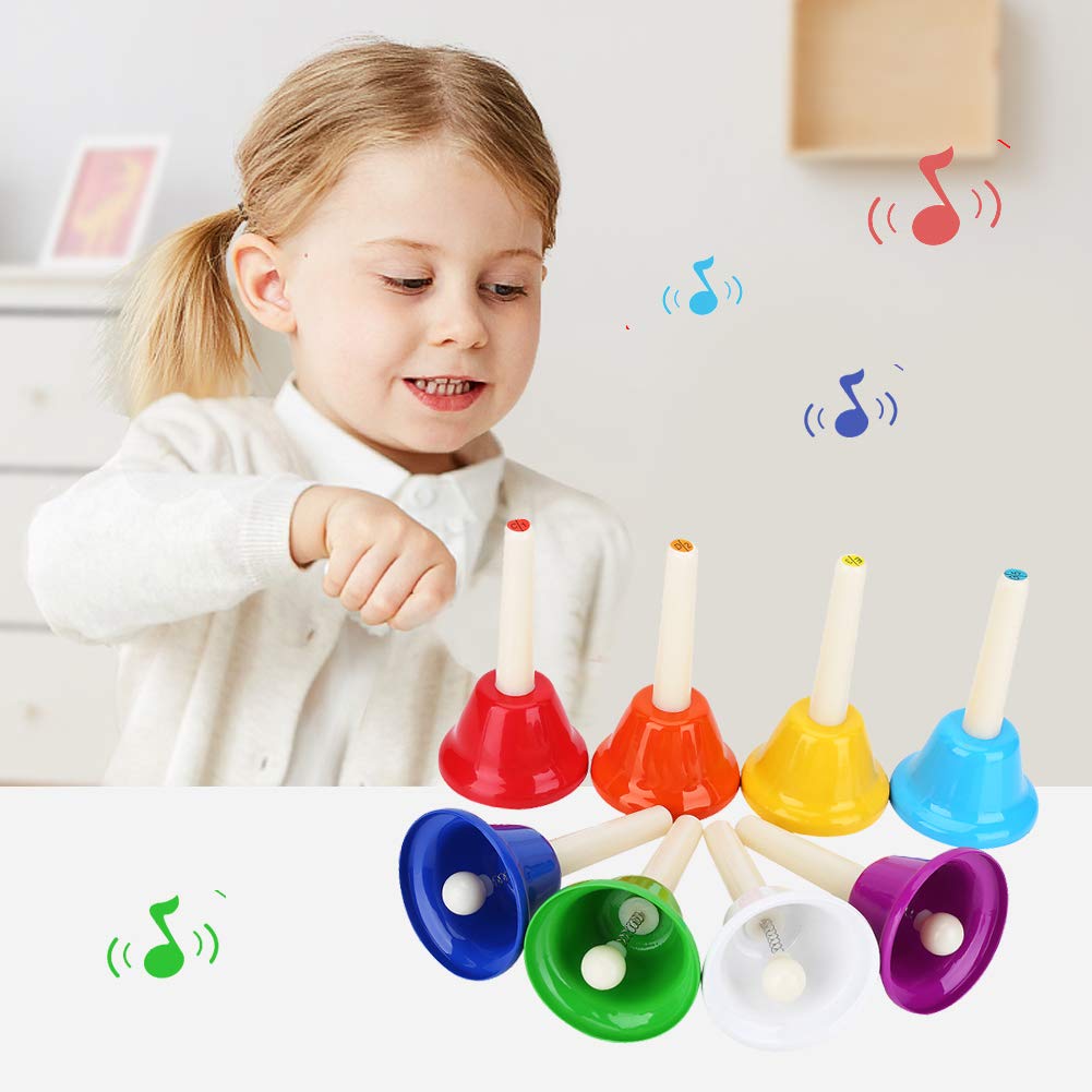 Handbells, Music Bells, 8-Note Metal Handbells, Gift Set for Christmas, Promotes Brain Development, Educational Toy, Kids' Musical Toy, Rhythm Band,
