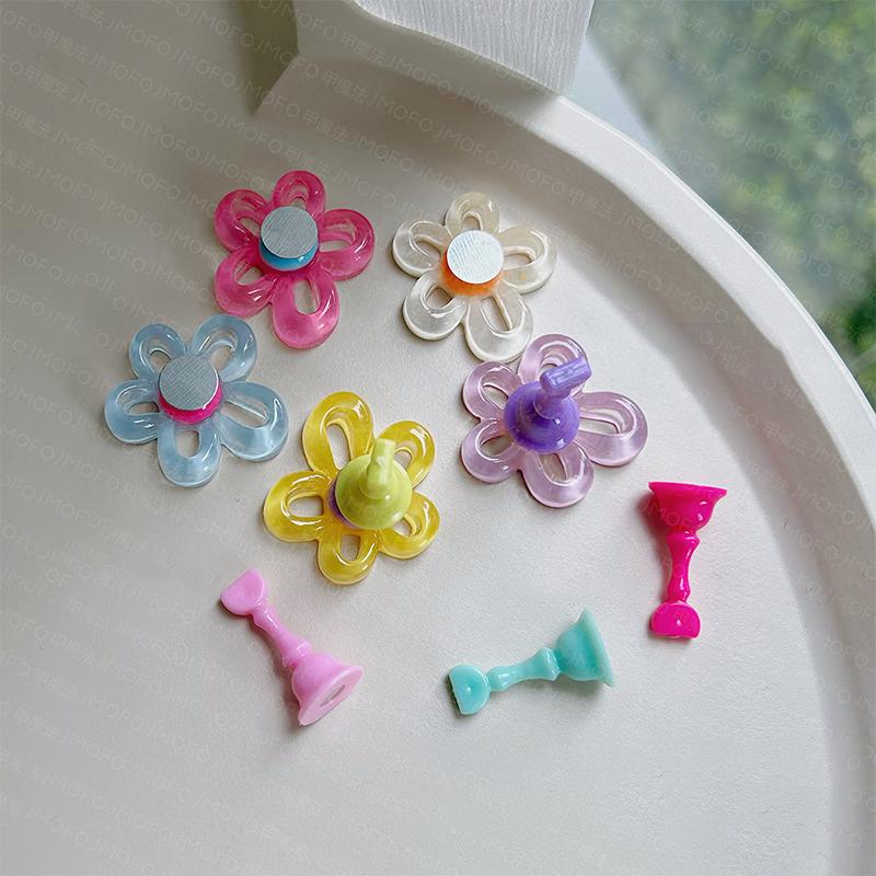 Flowers Nail Stand For Press On Nails Acrylic Shower Shelves Nail Display Magnetic Holder Manicure Organizer Tools
