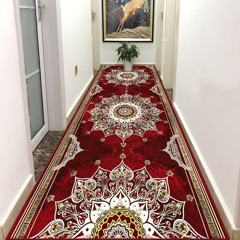 

Persian Style Red Home Corridor Decoration Long Rug Lint-free Stair Non-slip Carpet Customizable Hallway Decor Mat Easy Cleaning 60x200cm