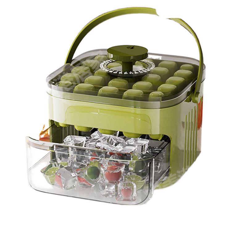 

Льдогенератор на 50 кубиков с крышкой Easy Press с крышкой Easy-press Большой вместимости Машина для кубиков льда Многоразовая форма для кубиков льда из пищевого материала зелёный