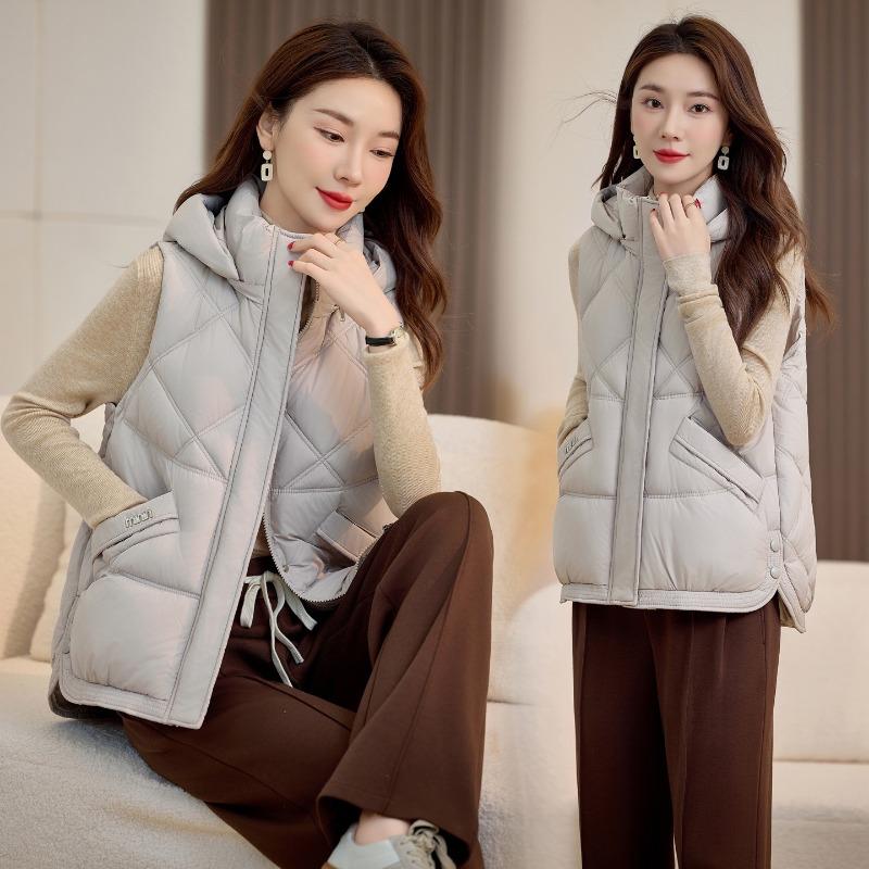 

Loose bread jacket short cotton vest women s winter new down cotton vest women s thermal vest jacket M белый