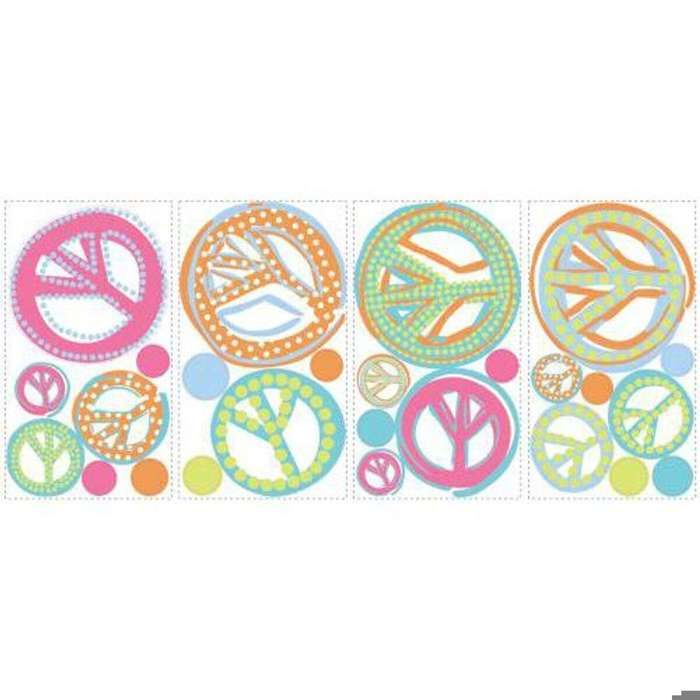 Stickers repositionnables motifs peace and love