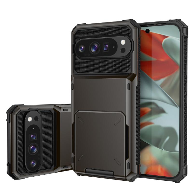 

Чохол-книжка з відкидною кришкою на 180° зі слотом для карток, твердий ПК + м який ТПУ, протиударний, однотонний чохол для телефону для Google Pixel 9 9A Pro XL, бампер, задня кришка Google Pixel 9 Pro фіолетовий