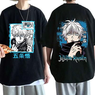 Anime Jujutsu Kaisen Satoru Gojo Graphic Print T-shirt Unisex's WoUnisex O-Neck Short Sleeve Cotton T Shirt Oversized Streetwear