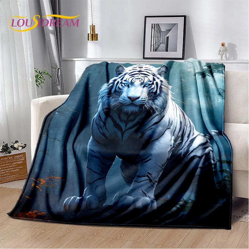 Fierce Tiger Lion Leopard Beast Animal Wildlife Cartoon Blanket,Soft Throw Blanket for Home Bedroom Bed Sofa Picnic Office Cover