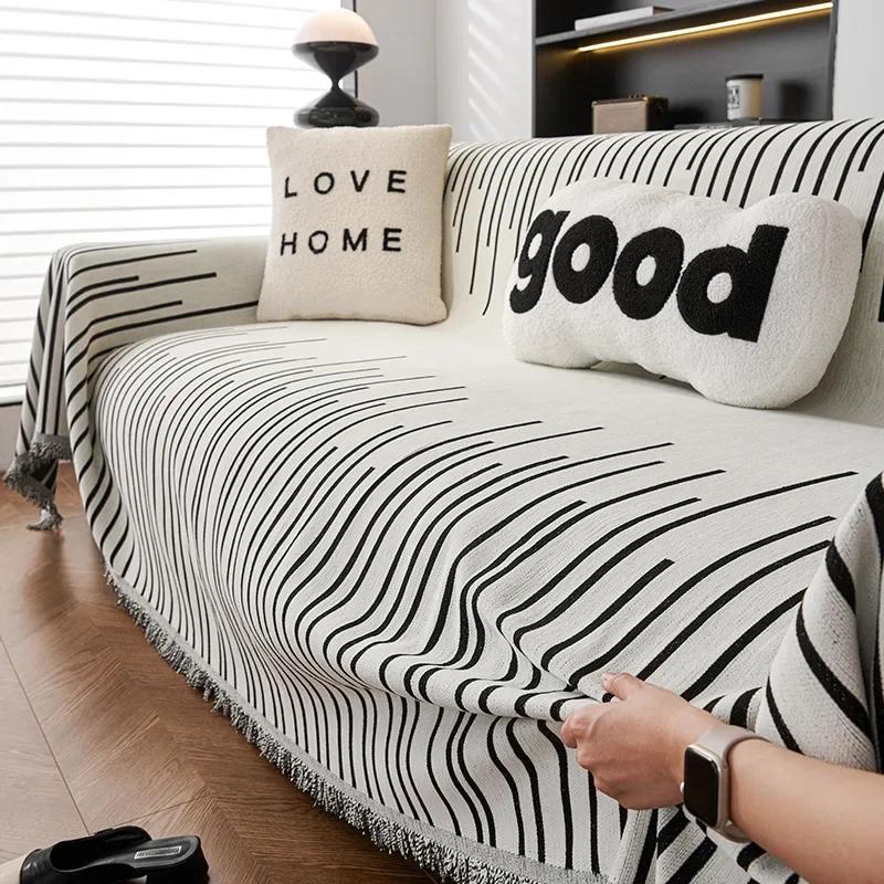 1/2/3Seater Print Chenille Sofa Throw Blanket Double-Side Anti-Wear Sofa Towel Camping Outdoor Blanket Tablecloth For Home Decor