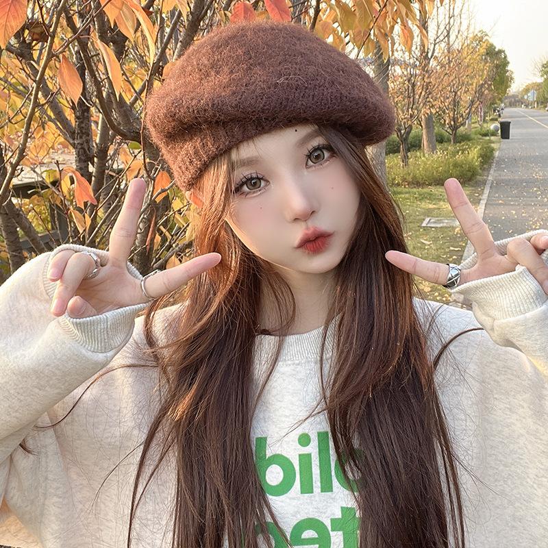 Beret autumn and winter face little girl painter hat versatile classic British retro newsboy hat