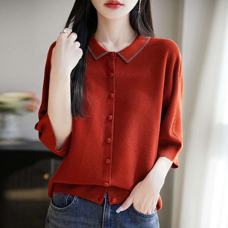 Leichte Strickjacke für Damen aus 50 % Wolle und 50 % Maulbeerseide – vielseitige Strickware für 4 Jahreszeiten für ganzjährigen Komfort und Stil