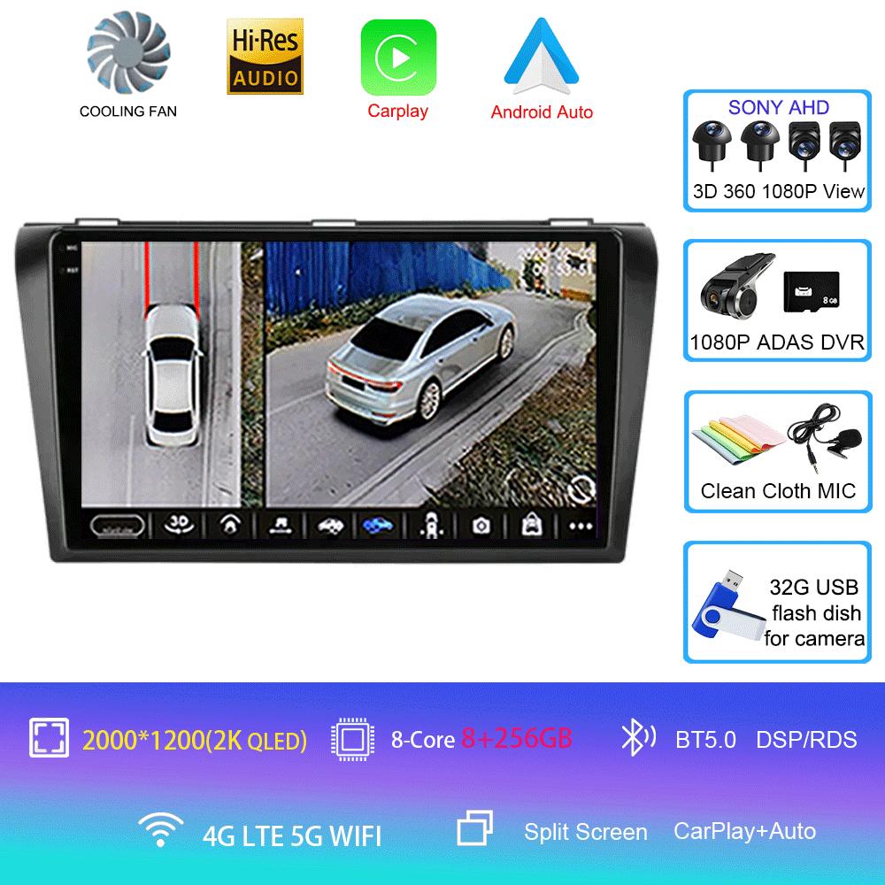 Android 14 Video Player Car Radio For Mazda 3 2004 -2009 2din with BOSE Multimedia Player Carplay Stereo GPS Head Unit