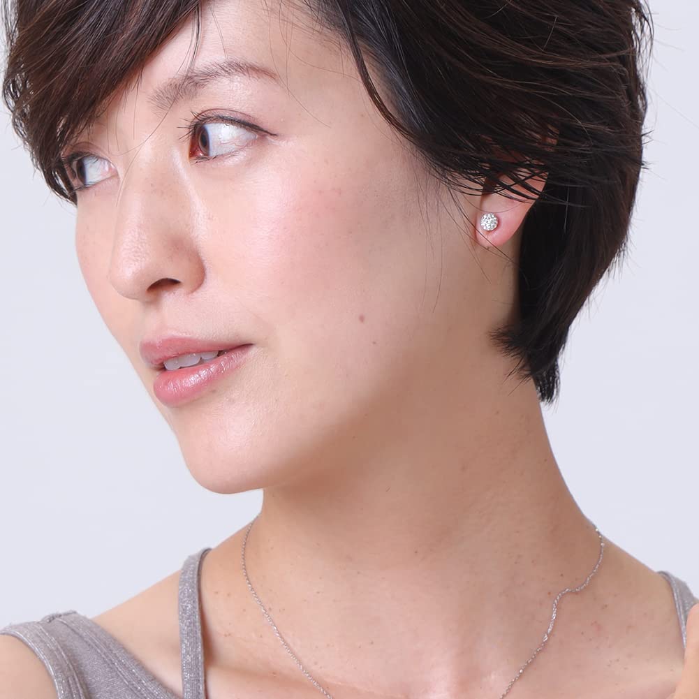 Hypoallergene 6mm Pave-Kugel Harz-Ohrringe für Gestochene Made in Japan [R-days Daikanyama] Nicht-Gestochene Frauen, Ohrringe, Schmerzlos, Schlicht, Stilvoll,