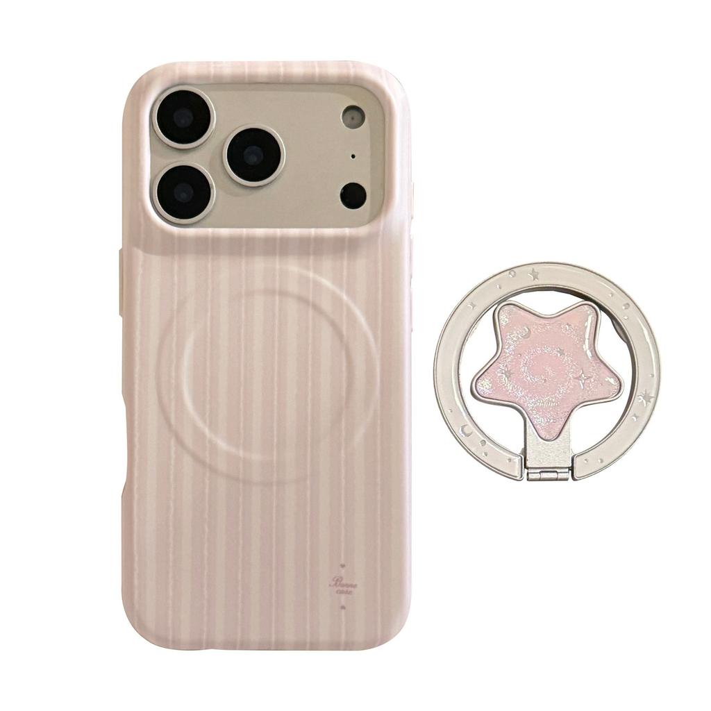 Magnetic Suction Bracket Is Suitable for Iphone17pm Mobile Phone Case Apple 16 Soft Film 13 Stars Striped 17 Korean Matte