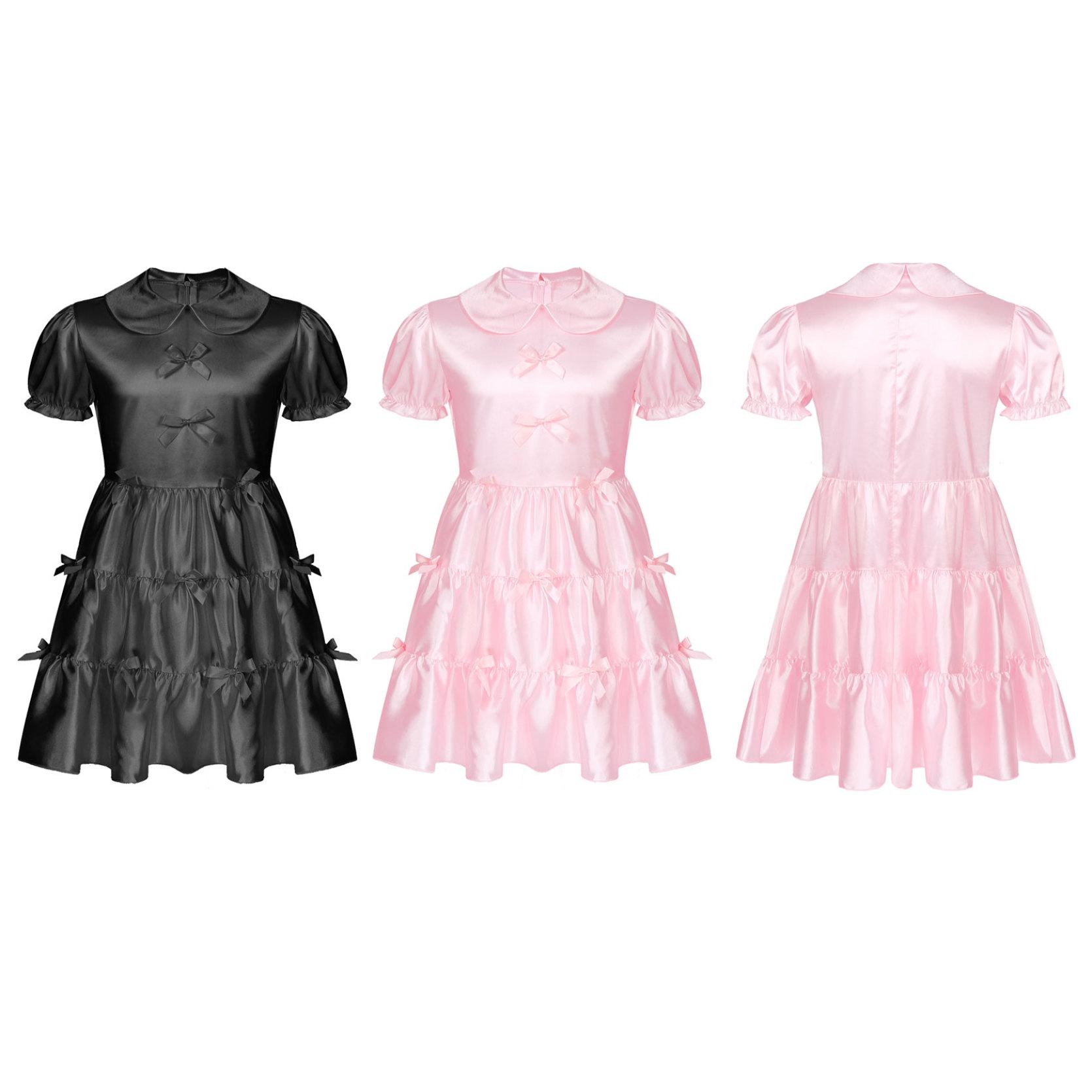 

Мужской атлас Frilly костюмы Sissy Платье Крест Комод Нижнее белье Пижама Пижамы