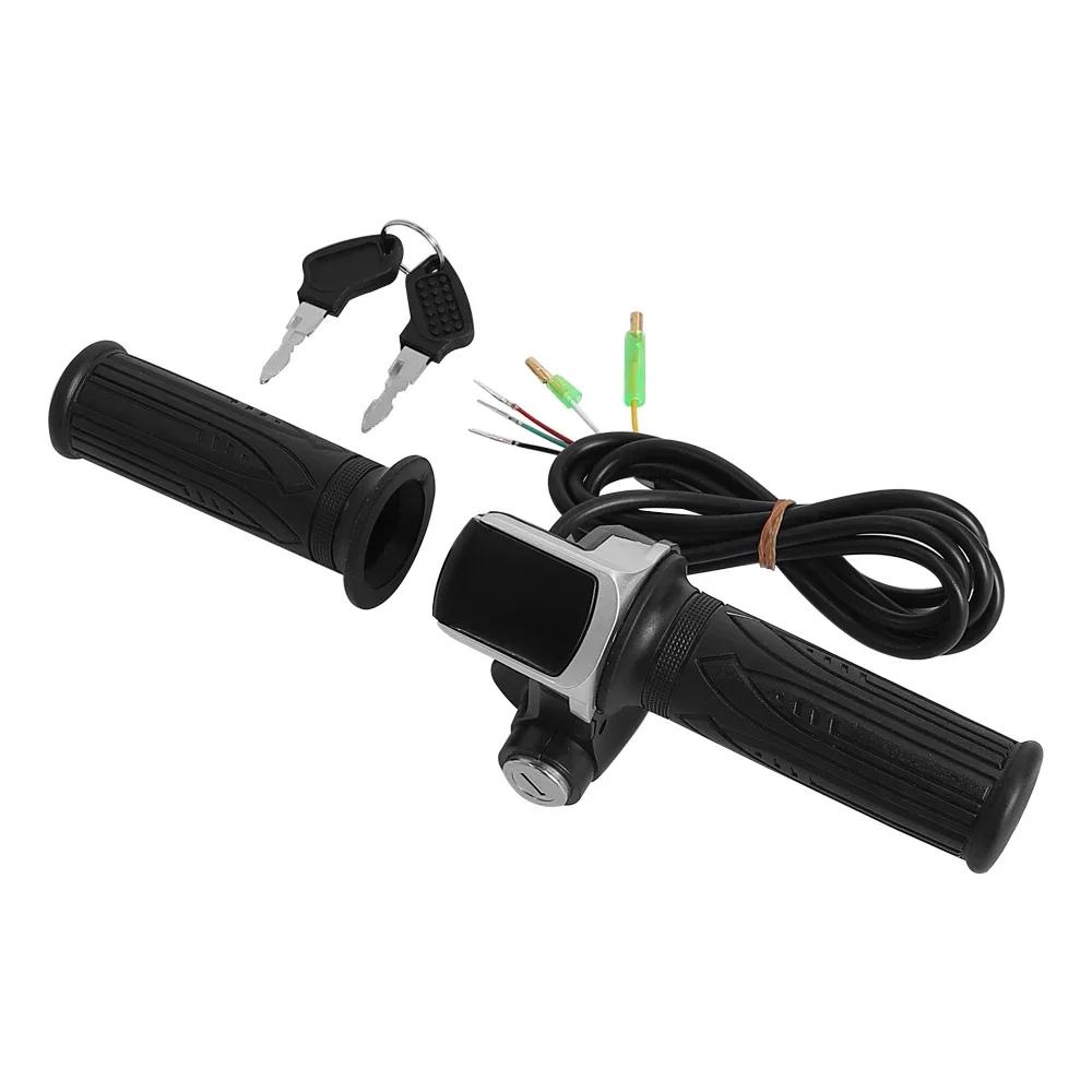 24/36/48/60V Throttle Handlebar Grip Power Speed Rotary With Key With LCD Battery Display For Electric Scooter Bike Parts