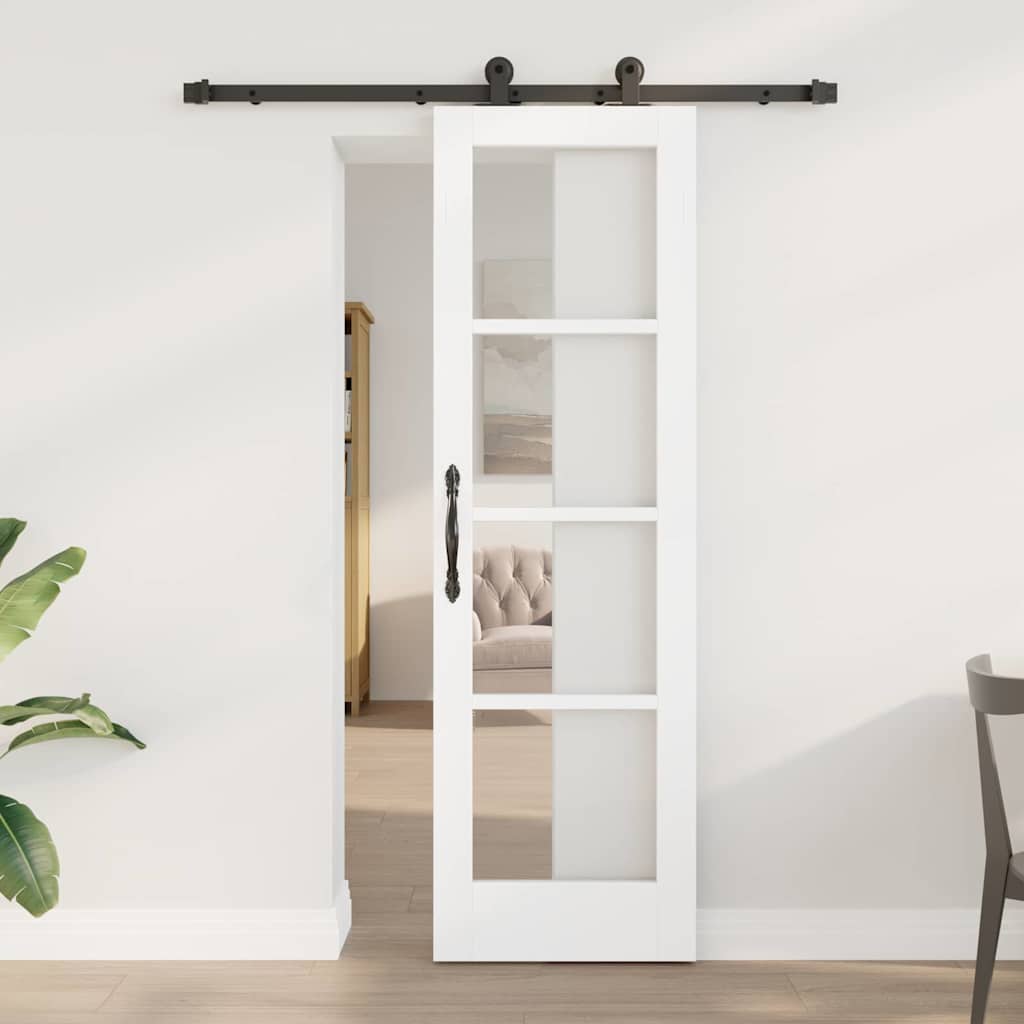 ORKDAL Sliding Door White 61 X 198.5 Cm Solid Pine Wood and Glass
