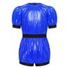 Unisex Kids Waterproof Bodysuit Puff Sleeve Round Collar Back Zipper Jumpsuit for Daily Wear Special Needs Adaptive