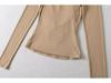 Chic Two-Piece Illusion Halter Neck Beaded Long Sleeve Ruched Top for Fall