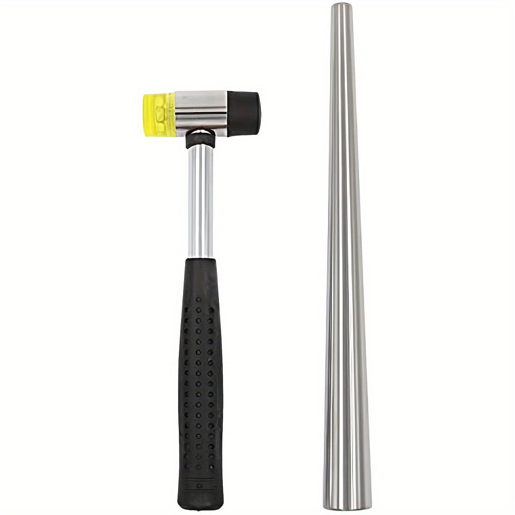1pc/2pcs Double-Sided Tape Hammer Jewelry Making + Ring Shaping Rod Tool Set for Ring Making, Bending, Polishing & Sanding