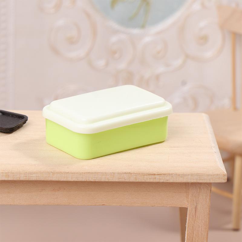 

1:12 миниатюрных ланч-боксов для кукольного домика, имитация пластиковой коробки для хранения, мини-коробка для хранения свежих продуктов, игрушечная модель кухонной посуды, декор