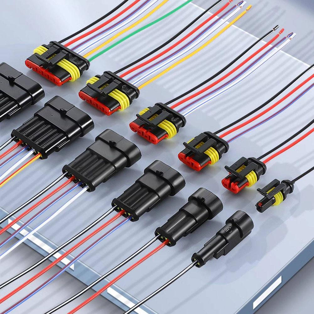 2/5/10 Sets HID 1/2/3/4/5/6 Pin Way Waterproof Electrical Wire Connector with 10CM 18AWG Wire for Car/Truck Harness Wiring