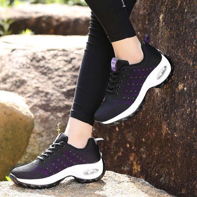 Breathable Mesh Women's Dancing Shoes Fashion Platform Shoes Air-cushion Knitted Casual Sports Shoes Running Trainers