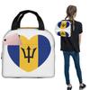 Cœur Barbadien Pour les Vrais Barbaadiens Drapeau de la Barbade Sac à Lunch Isotherme pour Femmes Enfants Boîtes Alimentaires Anti-fuite Boîte à Lunch Thermique Sac Fourre-tout