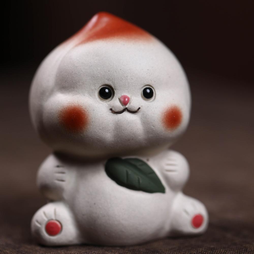 

Yixing Purple Clay Peach Bear Tea Pet Vintage Flowerpot Landscaping Tea Figurine Play Toys Tea Statue Ornaments Accessories