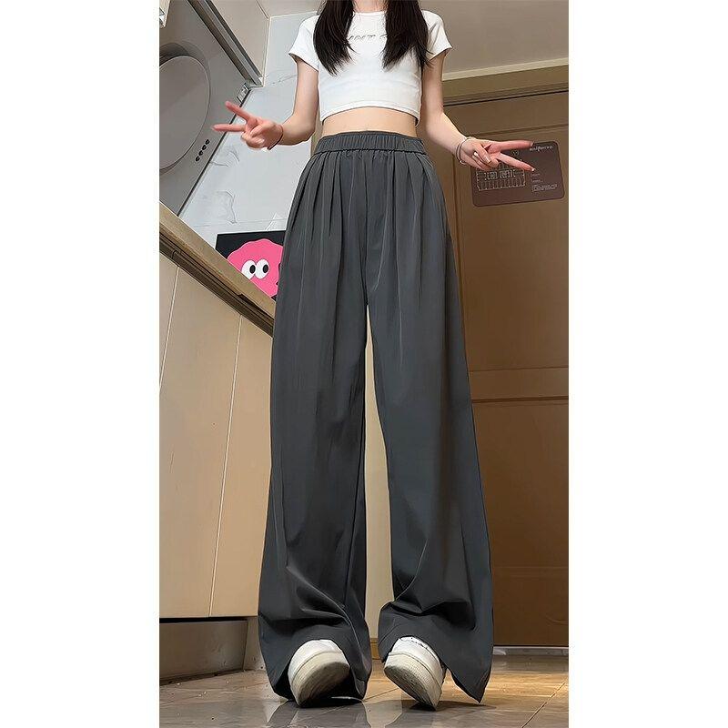 

Yamamoto Summer Wide-Leg Pants: Unisex Japanese-Style Loose Plus Size Casual Drape Long Trousers M серый