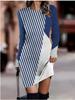 2025 Autumn and Winter New 3D Geometric Pattern Print and Dyeing Women's Fashion Long-sleeved Round Neck Hip-wrapped Dress
