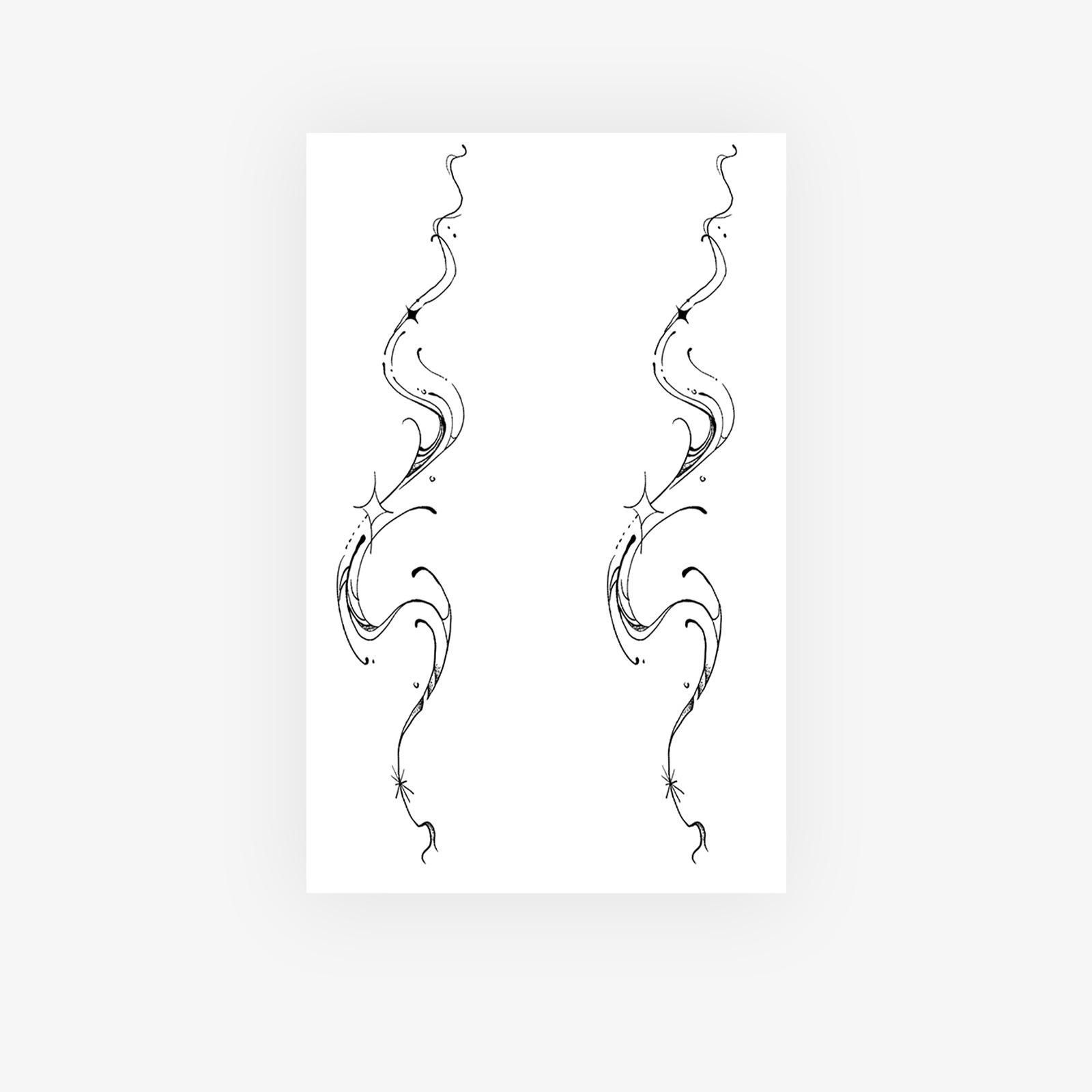 Herbal Juice Semi-Permanent Personality Simple Star Ribbon Lasting Waterproof Tattoo Sticker 12*19