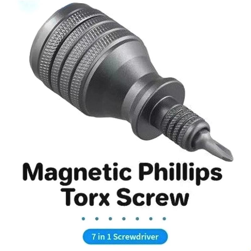 7 In 1 Mini Screwdriver Titanium Screwdriver 1/4 Inch Magnetic Torx Screw Driver Bit Kit Home Repair Tools