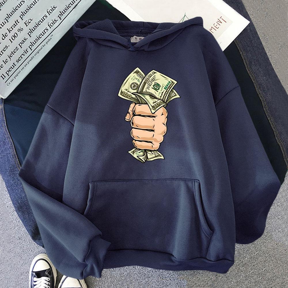 Money Roll 100 Hundred Dollar Hoodie for Men Long Sleeve Winter Clothes Womens Fleece High Street Streetwear Sudadera