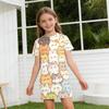 Girls Loose Fit Short Sleeve Dress Kids Casual Round Neck Lightweight Summer Dress with Animal Print Comfortable Fabric