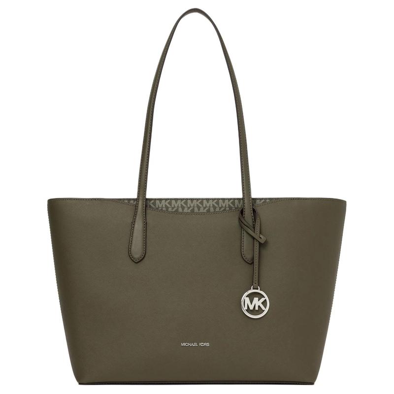 MICHAEL KORS ARDEN Brand Logo Coated Canvas Tote Bag Shopping Bag Handbag Large Women s Dark Dark Green зелёный