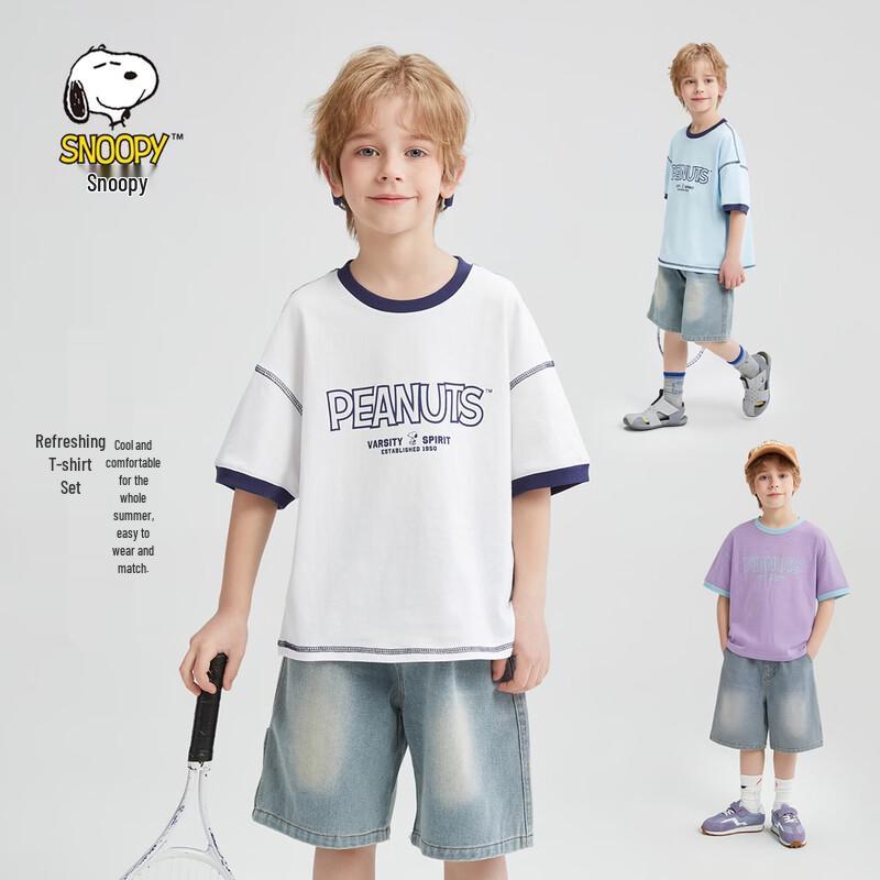 Snoopy Boys  Summer Short Sleeve & Denim Shorts Set 130