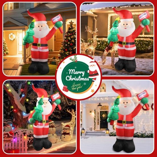 Inflatable Christmas Snowman Outdoor Decoration with LED Light Large Blow Up Snowman with Black Hat for Outside Yard Garden Lawn Party Decor