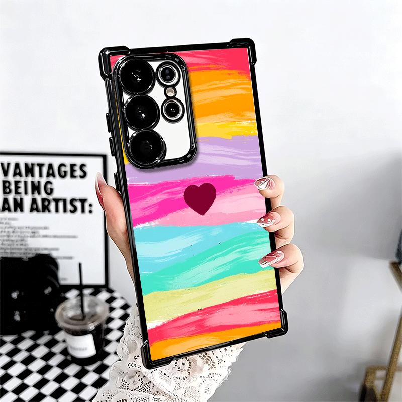 Regenbogen-Gradient-Liebesdesign Beschichtetes Handyhülle Für Samsung Galaxy S24 S25 FE S26 Edge S23 Ultra S22 S21 Plus S20 Sturzfest Aira