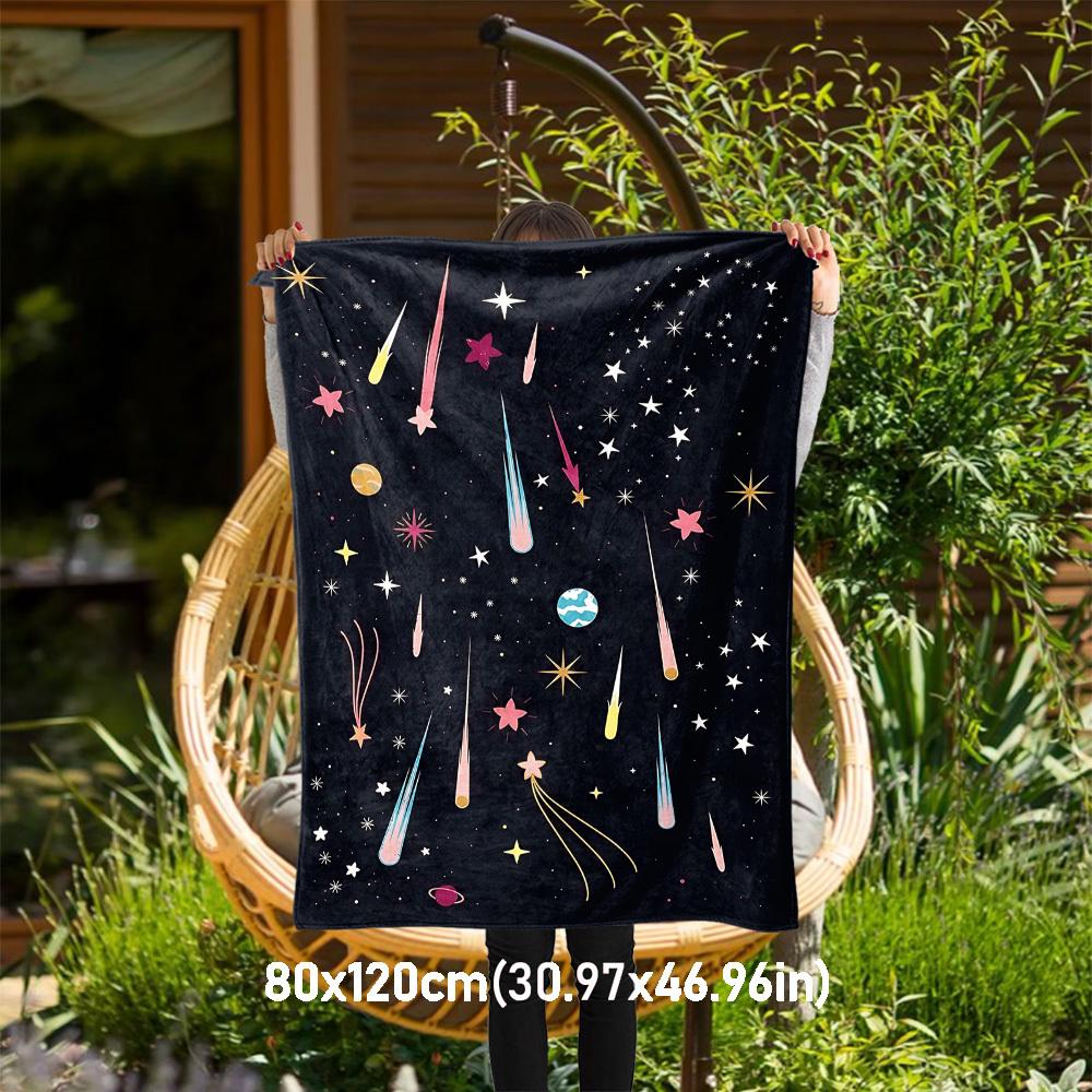 

1PC space starsOutdoor Flannel Blanket - Soft Plush Decor for Picnics, camping, Bedroom, Playroom, Office, or Lunch Break 1348A 80x120cm(31x47inch)