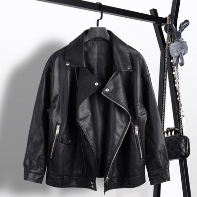 Leather Jacket for Women, Loose Short PU Women's Leather Jacket, Motorcycle Leather Jacket, Handsome Jacket, Autumn and Winter Style, Slimming