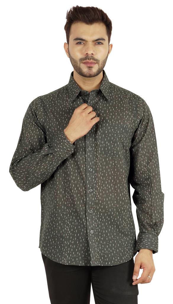 Bestman Printed Shirt For Mens Full Sleeves With Cuff Slub Cotton Shirt Office