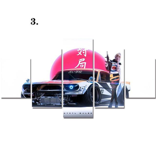 Posters Modular Prints HD 5 Pieces Racing Game Canvas Painting No Framework Picture Modern Living Room Home Decoration Wall Art